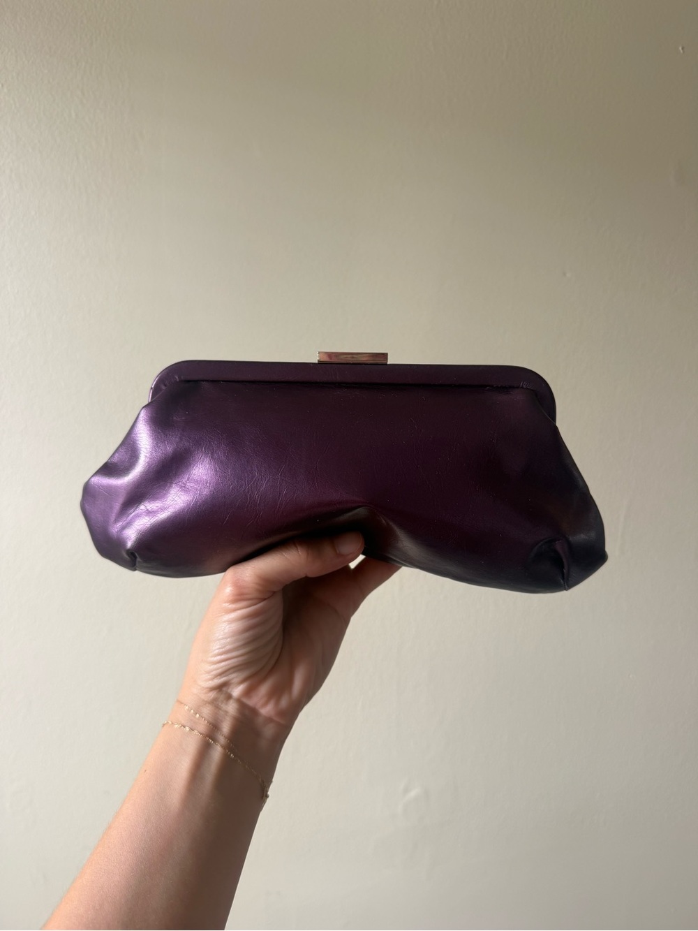 Calvin Klein Plum Leather Clutch